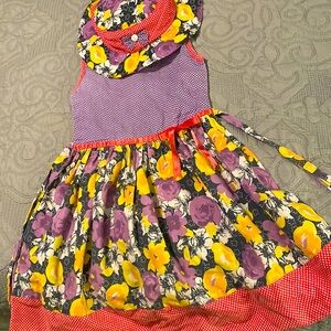 Sam de Fleur size 5 Purple, Yellow and Red Dress and Hat